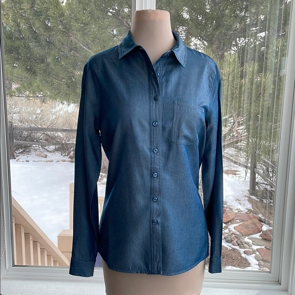 Indigo Rose Women's Blue Button Down Long Sleeve Shirt, Size M - Picture 3 of 7